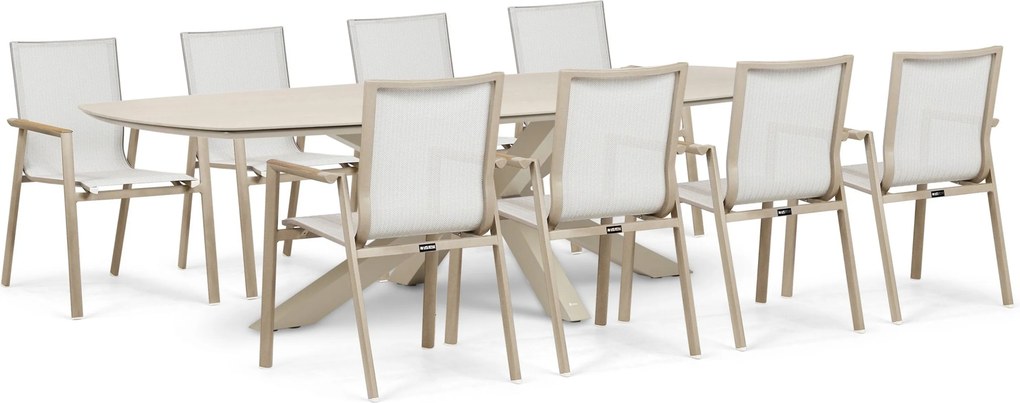 Tuinset 8 personen 300 cm Aluminium Zand/Beige Lifestyle Garden Furniture Fiora/Voyage