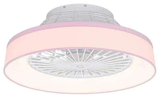 Plafondventilator met lamp roze incl. LED met afstandsbediening - Emily Modern rond Binnenverlichting Lamp