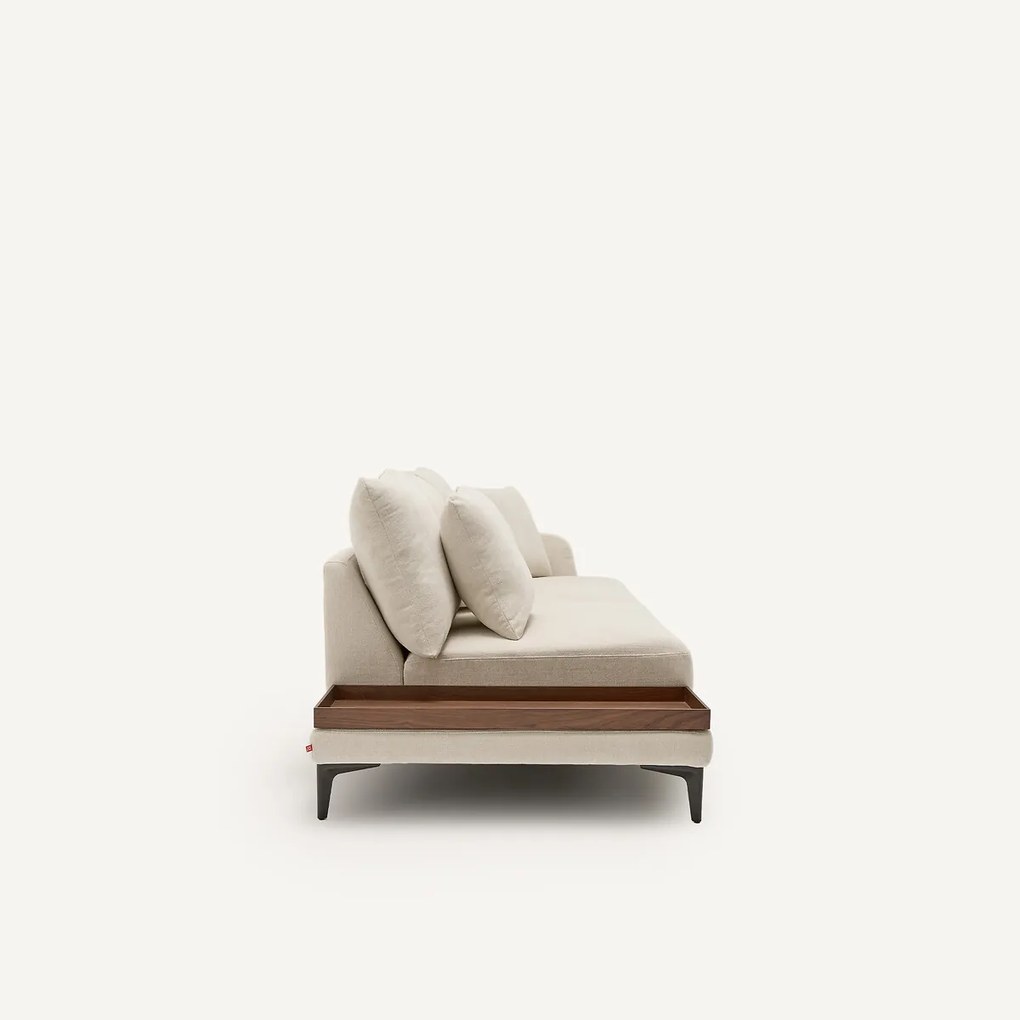 Halve bank met tafelblad, van gevlochten polyester, MODERNISTE