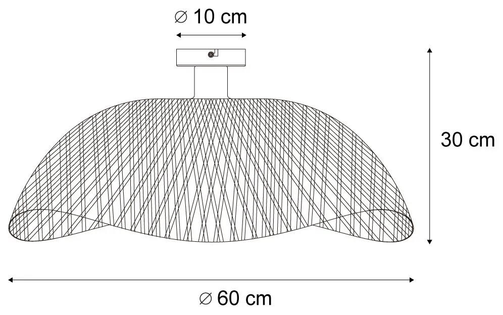 Art Deco plafondlamp zwart bamboe 60 cm - Alka