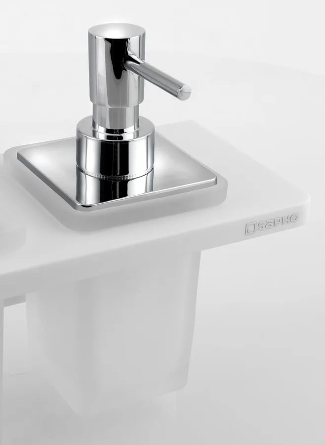 Sapho Abeline rockstone plank met glas en chromen zeepdispenser 80cm wit