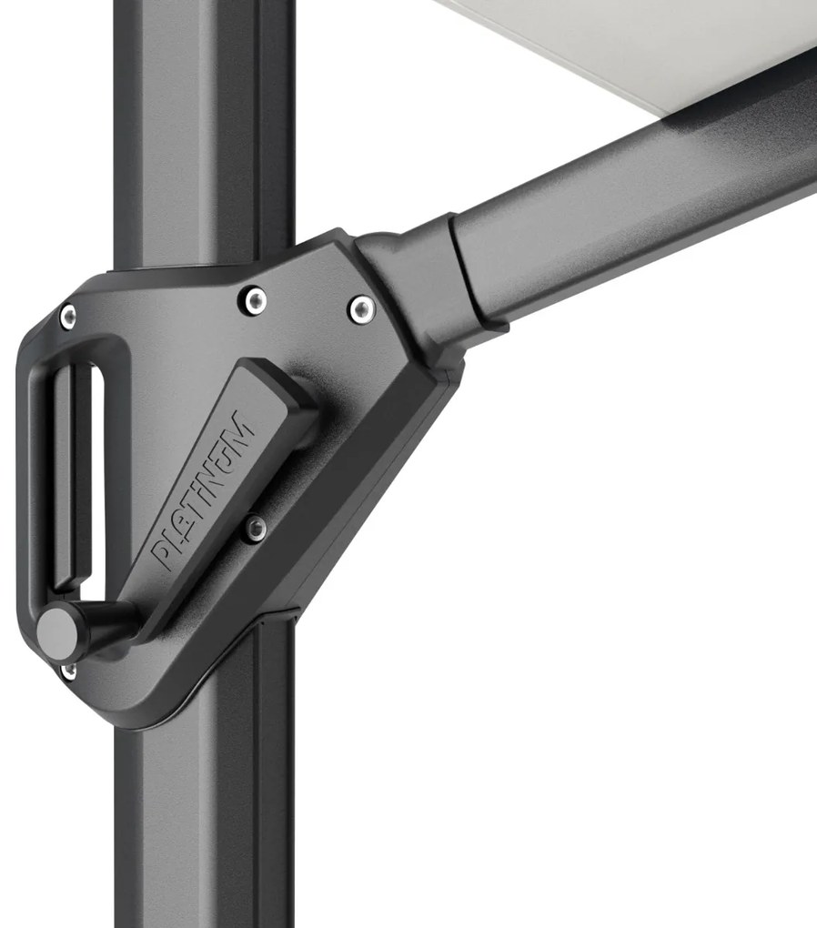 Platinum Challenger Telescope Zweefparasol premium - 3,5x3,5 - Manhattan grey met ingraafvoet en hoes