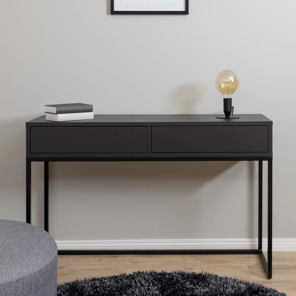 Tenzo Lipp Sidetable Met 2 Lades Zwart - 118 X 36cm.