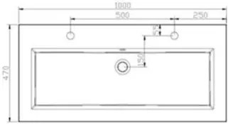 Lambini Designs Como wastafel mineraalmarmer 100cm met 2 kraangaten wit glans