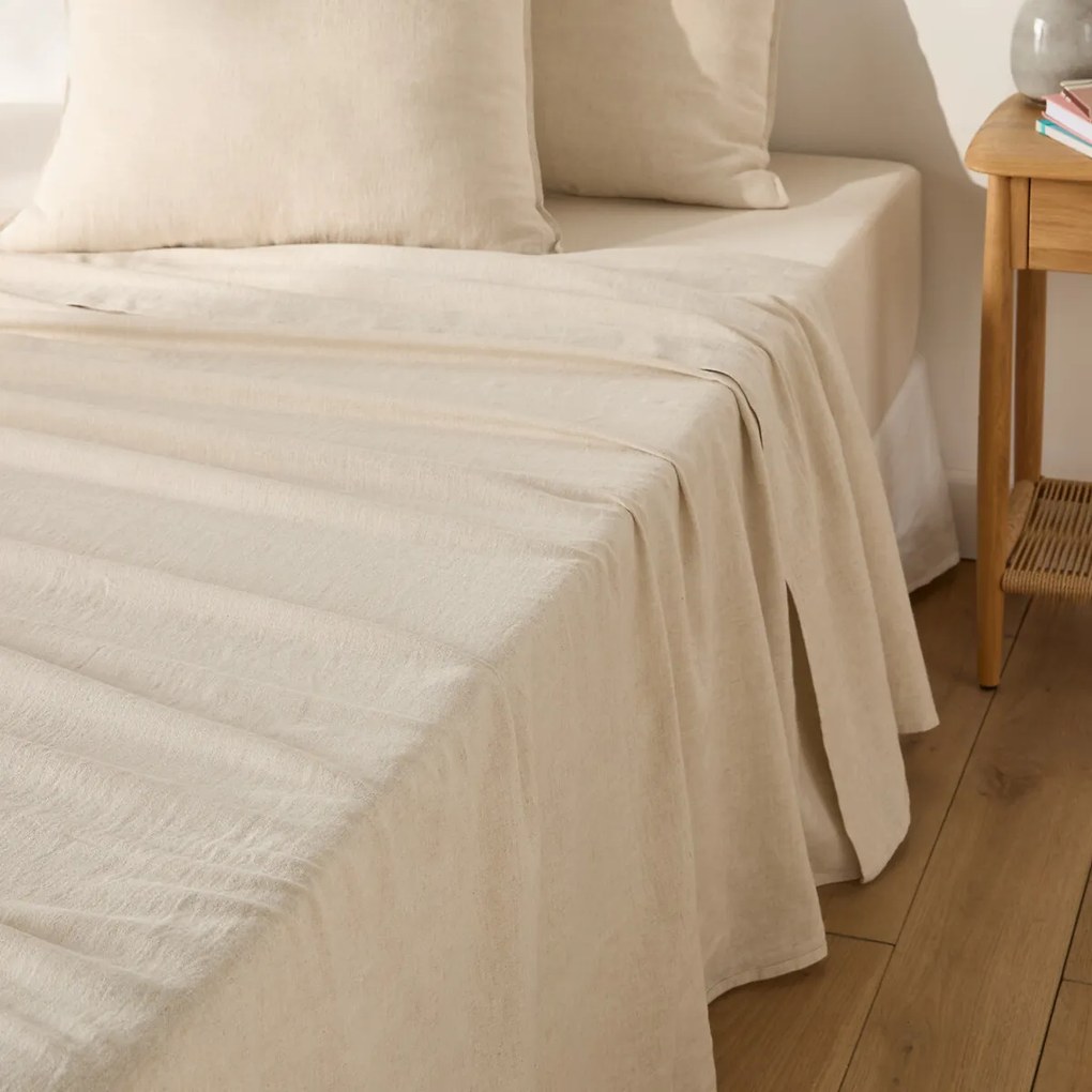 Plat laken in gewassen katoen/linnen, Marnie