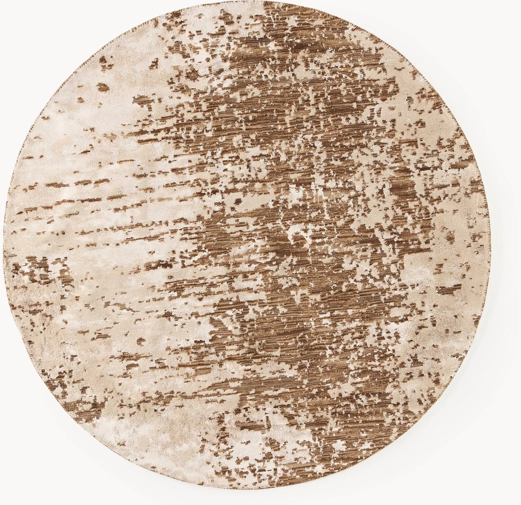 Rond wollen vloerkleed Cynthia met abstract patroon, handgeweven