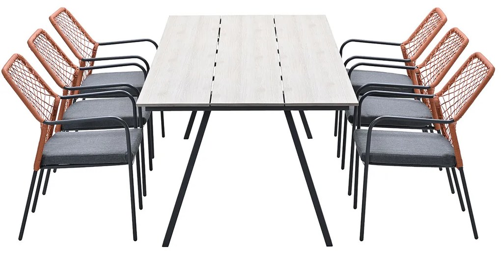 Garden Impressions Ross tuinset 7-delig koper - Braga tuintafel 220x100 cm