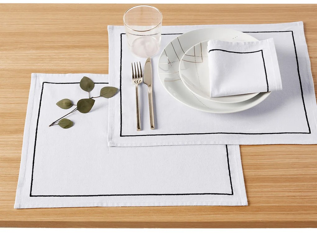 Set van 4 placemats gewassen linnen/katoen Métis Bourdon