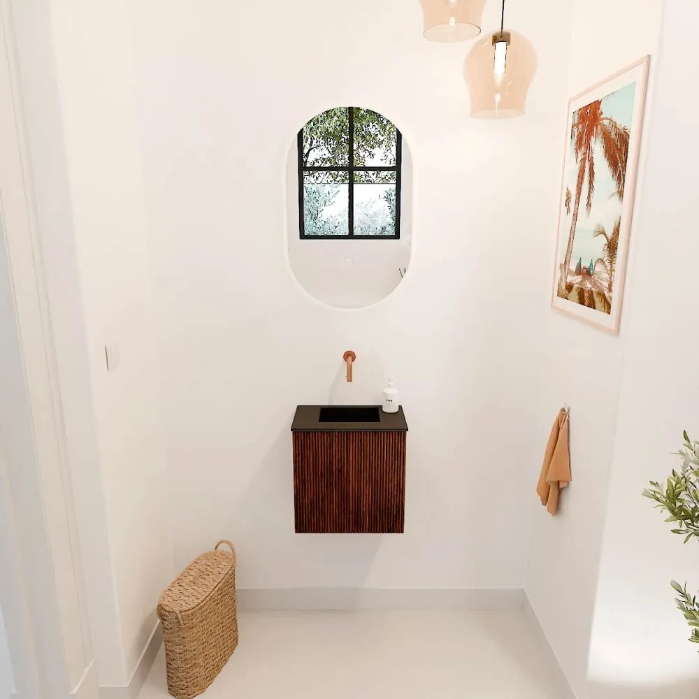 Mondiaz Joya 40cm toiletmeubel ruby met wastafel faye midden zonder kraangat urban