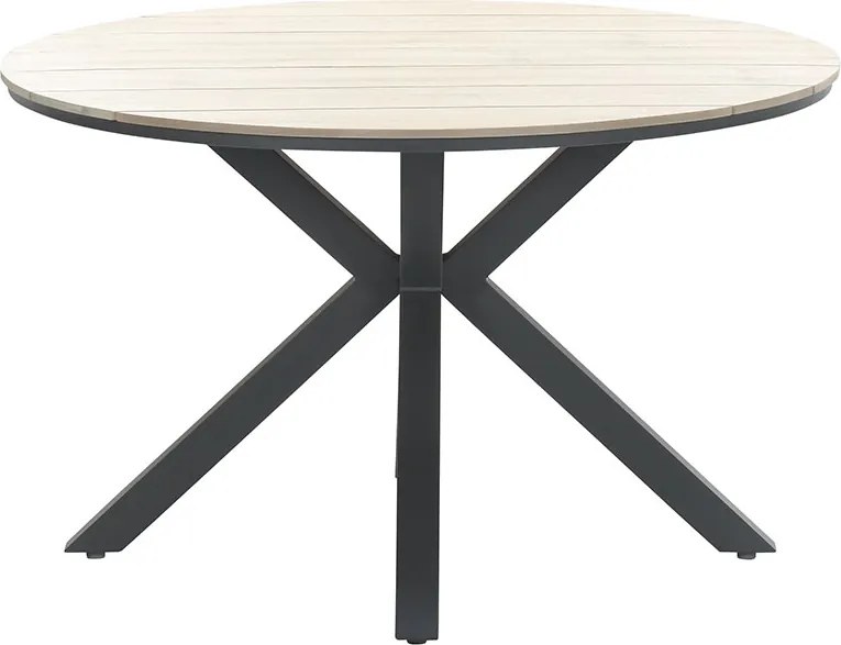 Garden Impressions Senja tuinset 5-delig desert sand - Tulli tuintafel Ø122x75 cm - light teak vironwood