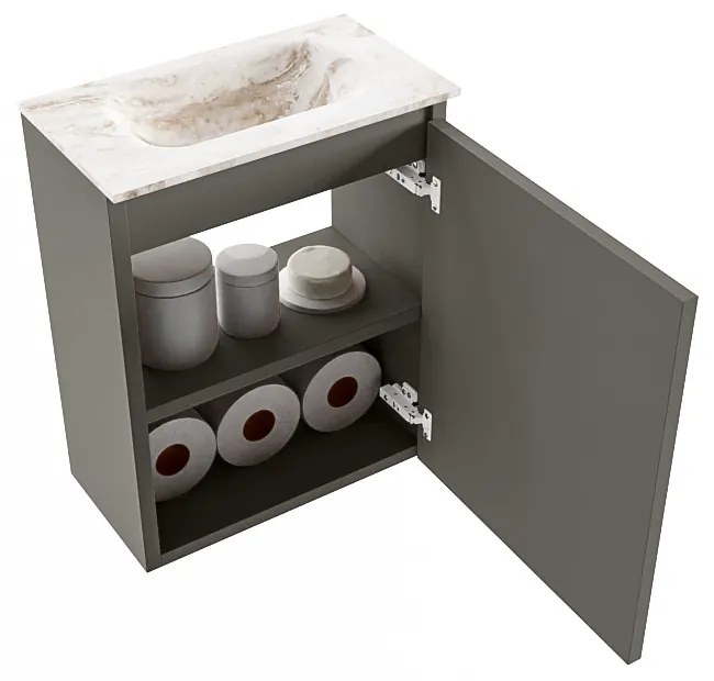 Mondiaz Ture DLux toiletmeubel 40cm smoke met wastafel frappe midden zonder kraangat