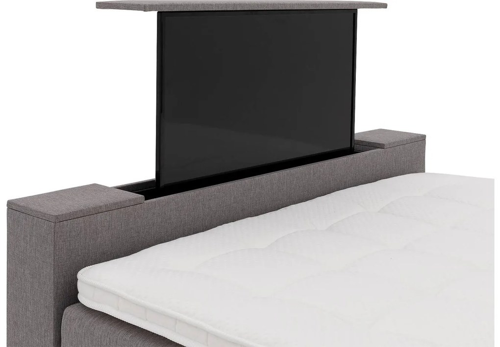 Goossens Boxspring Mika, Vlak 160 x 200 cm (=2x 80 x 200 cm) met hoofdbord en voetbord met tv functie