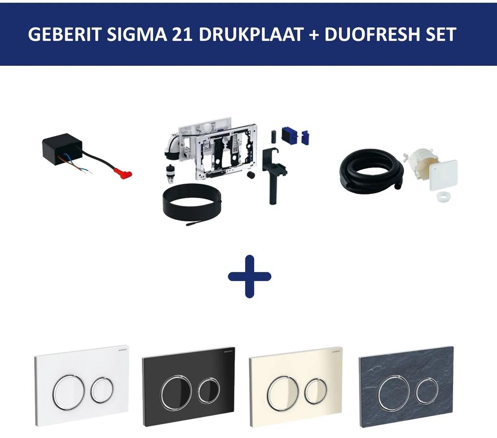 Bedieningsplaat Geberit Sigma 21 + DuoFresh Geurzuiveringssysteem Glas Zwart