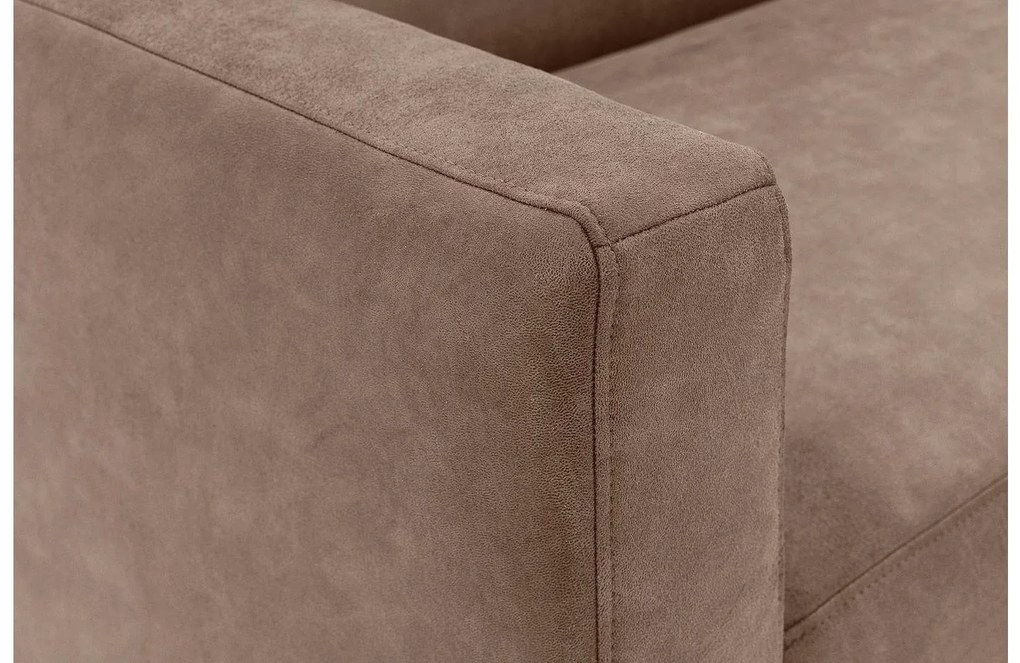 Goossens  Key West bruin, micro leer, 3-zits, modern design met ligelement rechts