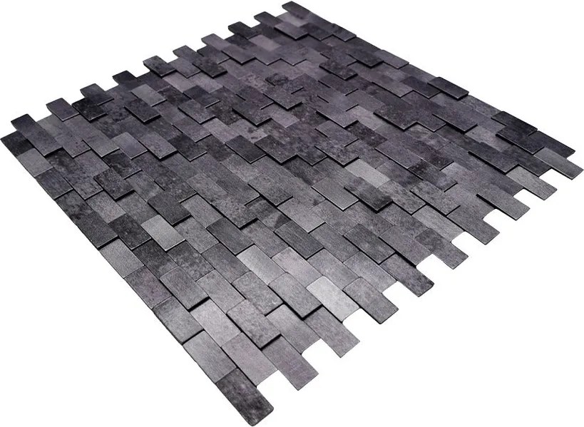 Zelfklevende Mozaïektegels Metaal | Steenstrip 3D Antraciet | 30×29,8 cm | Keuken, Bad &amp; WC