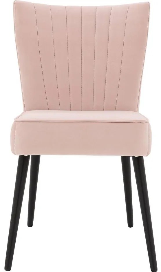 Goossens Eetkamerstoel Rob roze velvet stof leuning, urban industrieel
