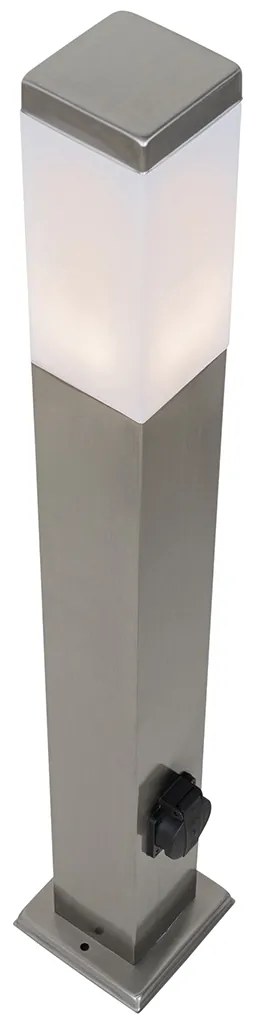 Buitenlamp staal 80 cm met stopcontact IP44 - Malios