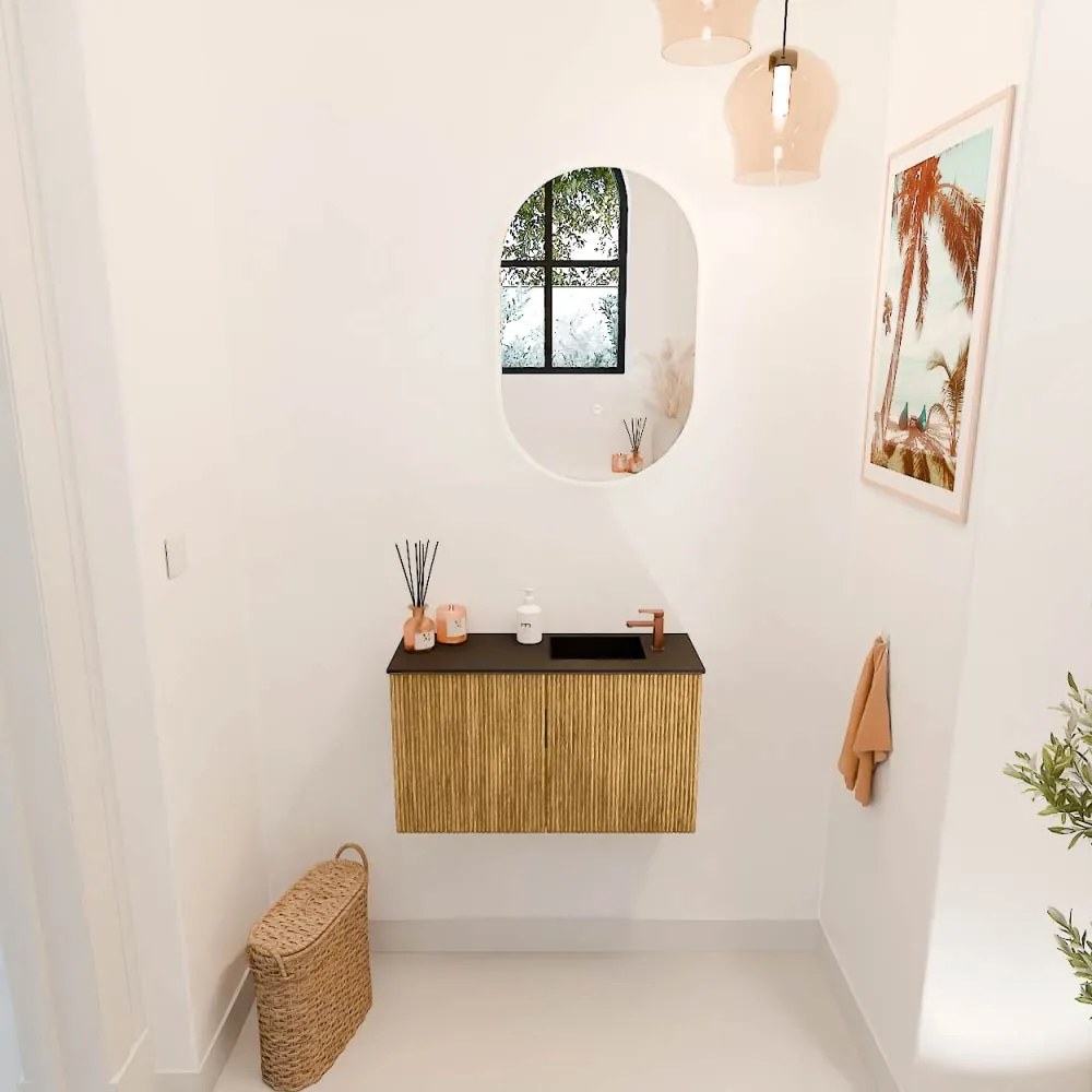 Mondiaz Joya 70cm toiletmeubel oak met wastafel faye rechts 1 kraangat urban