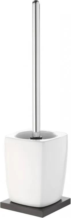Zenna toiletborstelgarnituur vrijstaand 10x10x41,6 cm, chroom wengé