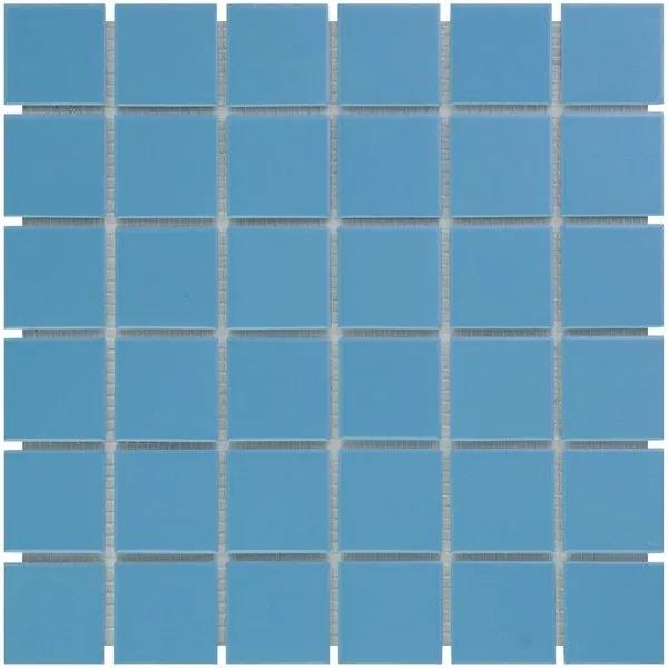 The Mosaic Factory Barcelona mozaïektegel 4.8x4.8x0.6cm wandtegel voor binnen en buiten vierkant Keramiek Blauw AF13075