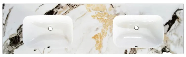 Lambini Designs Cantik keramische wastafel 140cm licht marmer zonder kraangaten