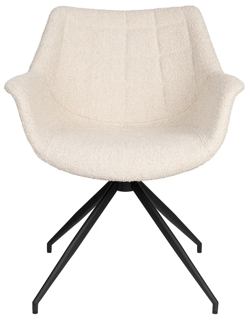 Zuiver Doulton Swivel Design Eetkamerstoel Draaibaar Wit Boucle