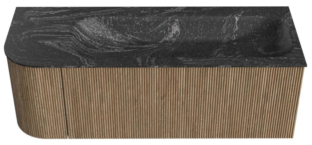 Mondiaz Kurve-dlux 125cm badmeubel ronding links dusk met 1 lade en deur en wastafel big medium rechts zonder kraangat lava
