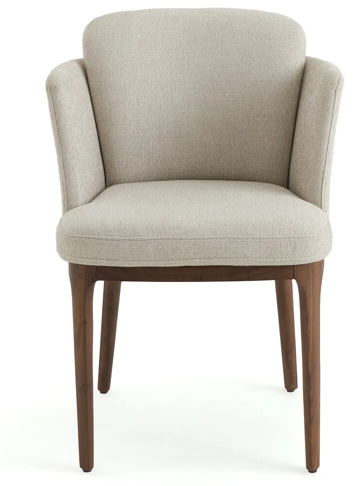 Tafelfauteuil in stof en notenhout, Jabote