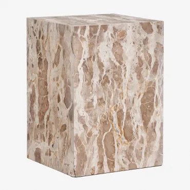 Nachtkastje 35x35 Cm In Natuurlijk Steen Aluret Beige Marmer Panther - Sklum