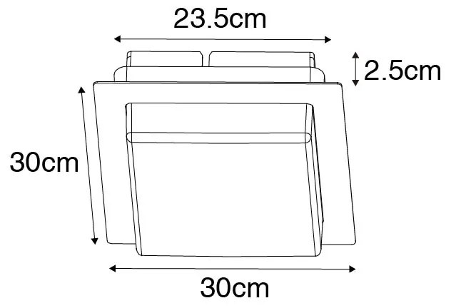 Moderne plafondlamp zwart vierkant incl. LED IP44 - Lys