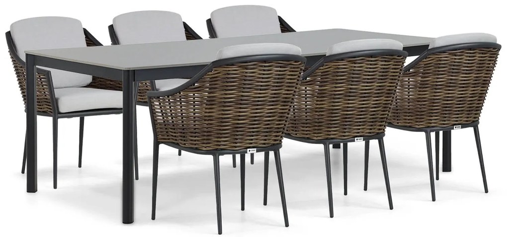 Tuinset 6 personen 220 cm Aluminium/wicker Grijs Coco Olivine/Como