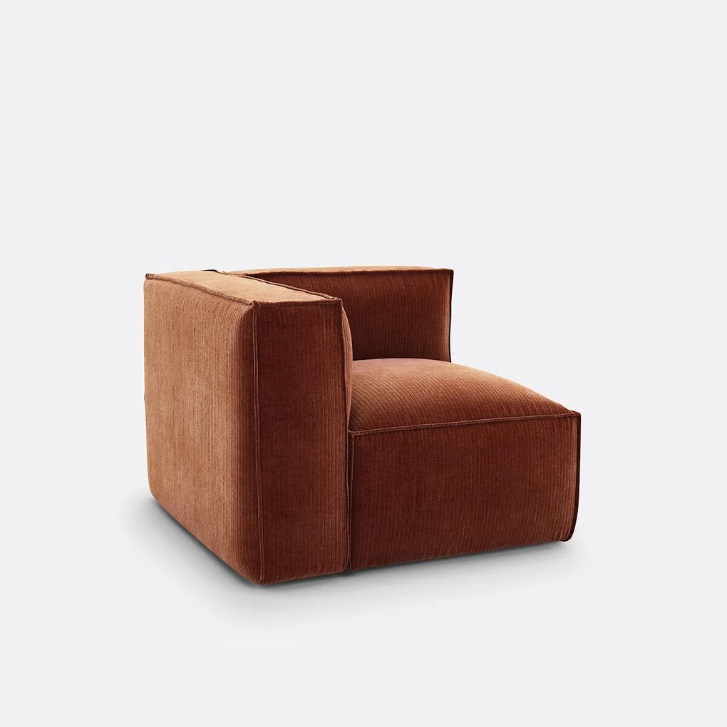 Hoekelement voor modulaire bank, in vintage ribfluweel, Seven