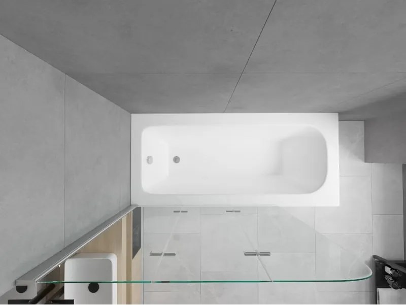 Mexen Vega rechthoekig bad van 160 x 70 cm met ombouw en 3-delige paravent 120 cm, transparant, chroom - 550116070X9012030100