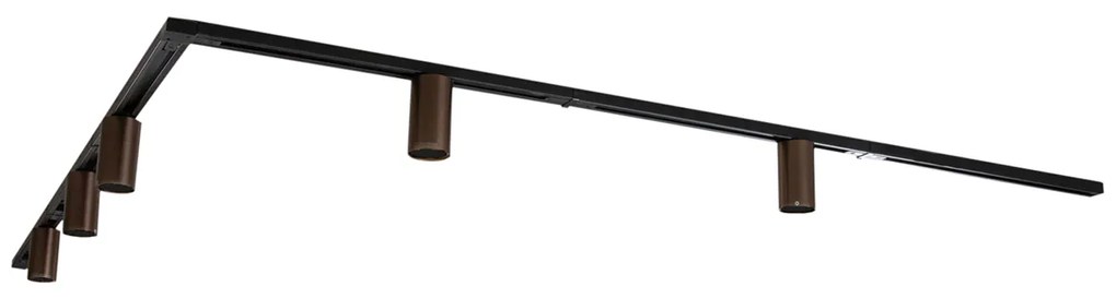 Modern railsysteem met 5 spots donker brons 1-fase GU10 50mm - Iconic Ruby