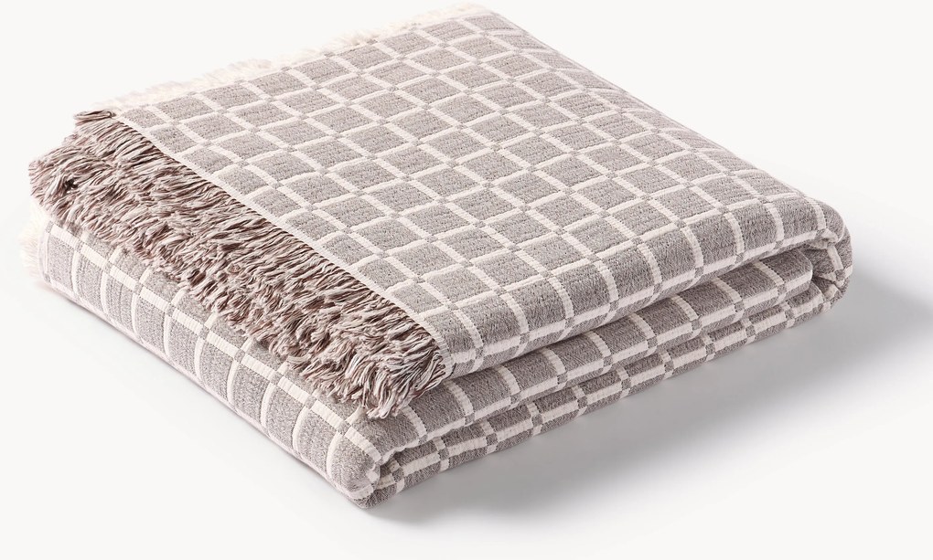 Gewassen mousseline bedsprei Ronia met franjes