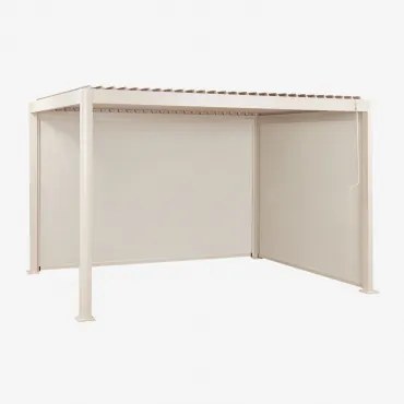 Bioclimatische Pergola Met Lamellen En Zijdoeken Van Aluminium Druvia Tapioca Beige & 3 X 4 M - Sklum