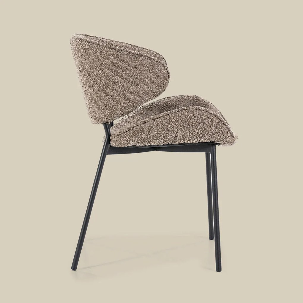 Eleonora Tess Boucle Eetkamerstoel Ronde Rug Bruin