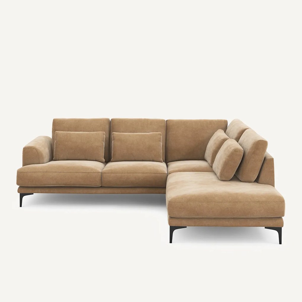 Rechtse hoekbank met leuning in stonewashed fluweel Marsile