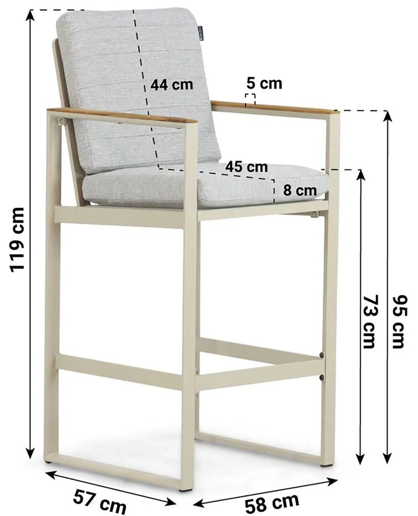 Barstoel Aluminium Taupe-naturel-bruin Lifestyle Garden Furniture Faro