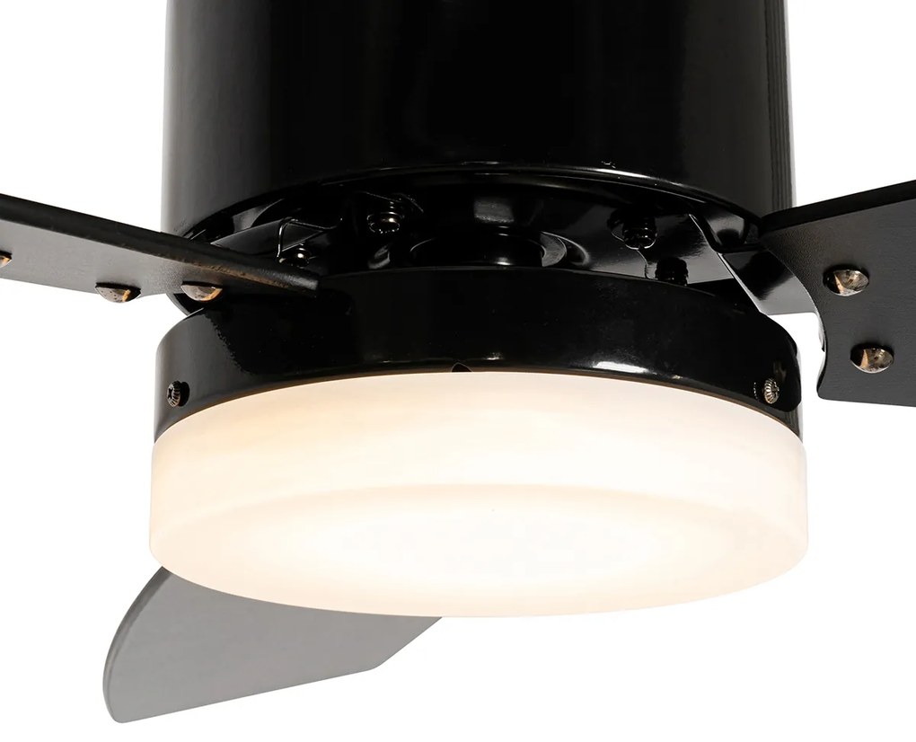 Plafondventilator met lamp voor buiten zwart 91.3cm incl. LED dimbaar met afstandsbediening IP44 - Toledo Modern IP44 Buitenverlichting rond