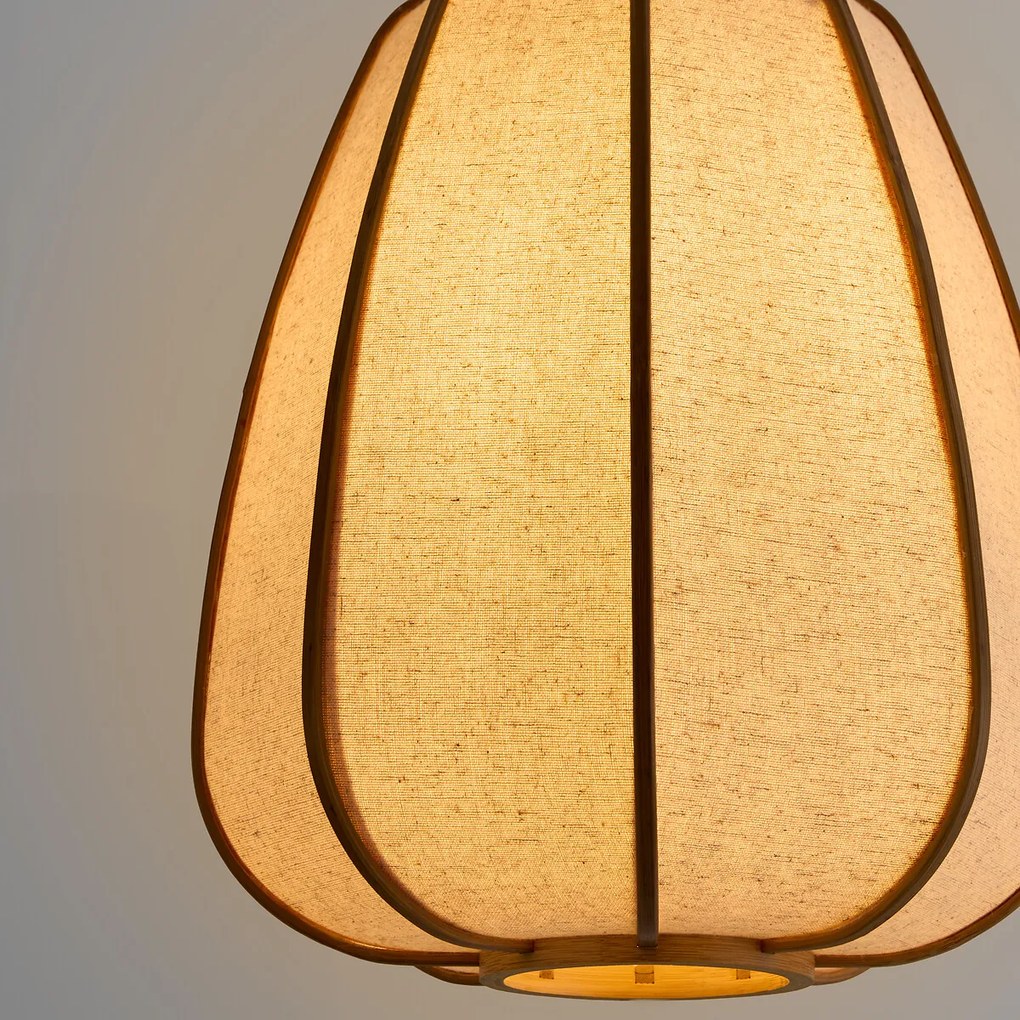 Hanglamp, van linnen en bamboe, diameter 32 cm, ANARA