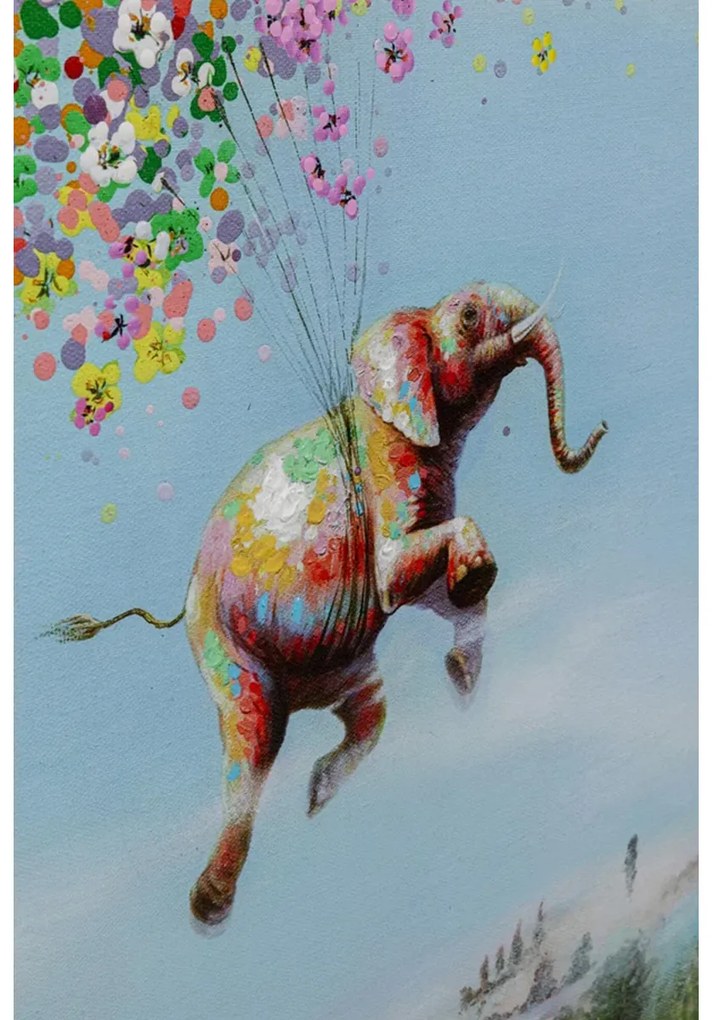 Kare Design Flying Elephant In Day Kleurrijk Schilderij Olifant 80x100