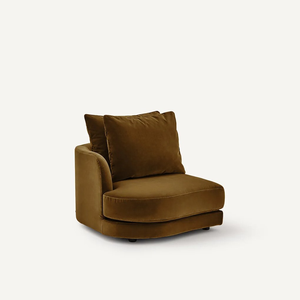 Halve bank links, afgerond, modulair, van fluweel, TIBERIO