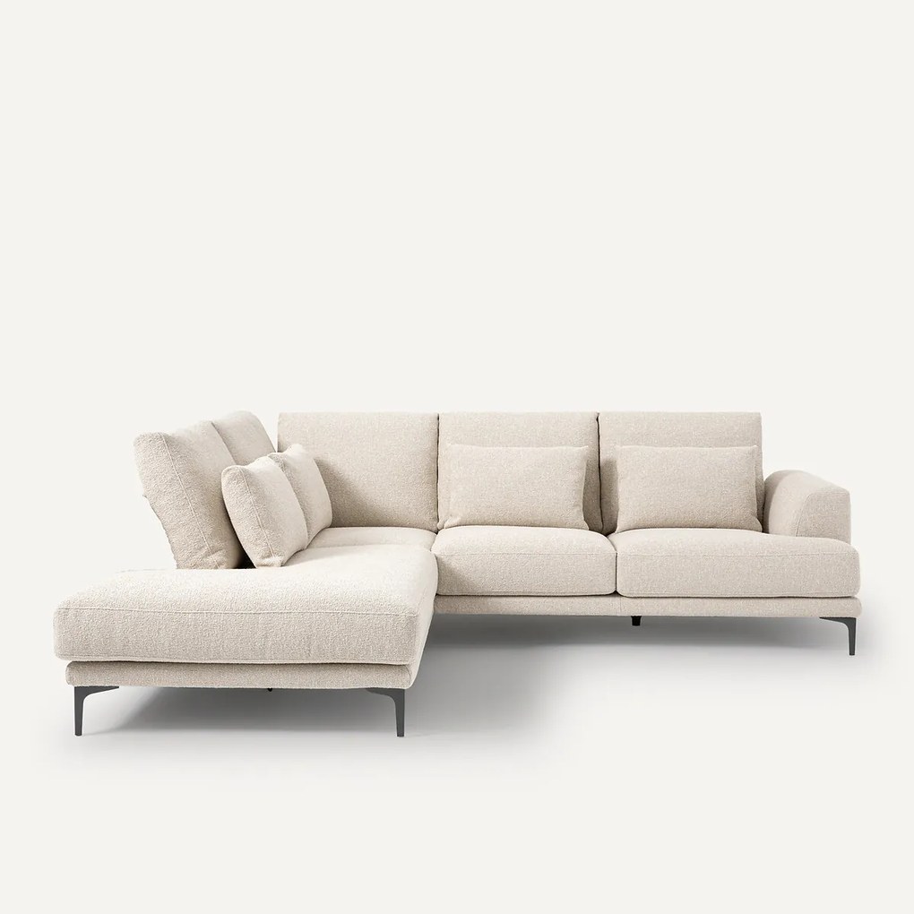 Zitbank met hoek links en armleuningen, bouclé, Marsile