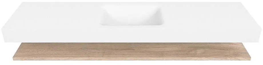 Zaro Alan badmeubel 190cm met planchet washed oak en vrijhangende wastafel cloud midden zonder kraangat talc