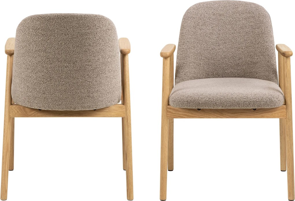 RODERIC Beige Latte (stof Monza 60) / gelakt eikenhouten frame – HOUTEN BOUCLÉ RETRO STOEL