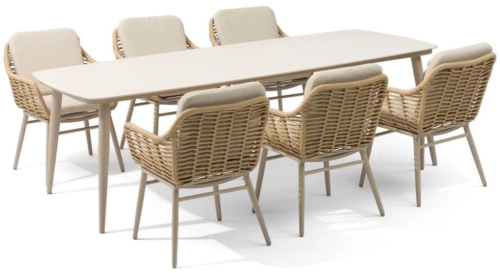 Tuinset 6 personen 240 cm Aluminium/rope Taupe Coco Antoni/Vienna