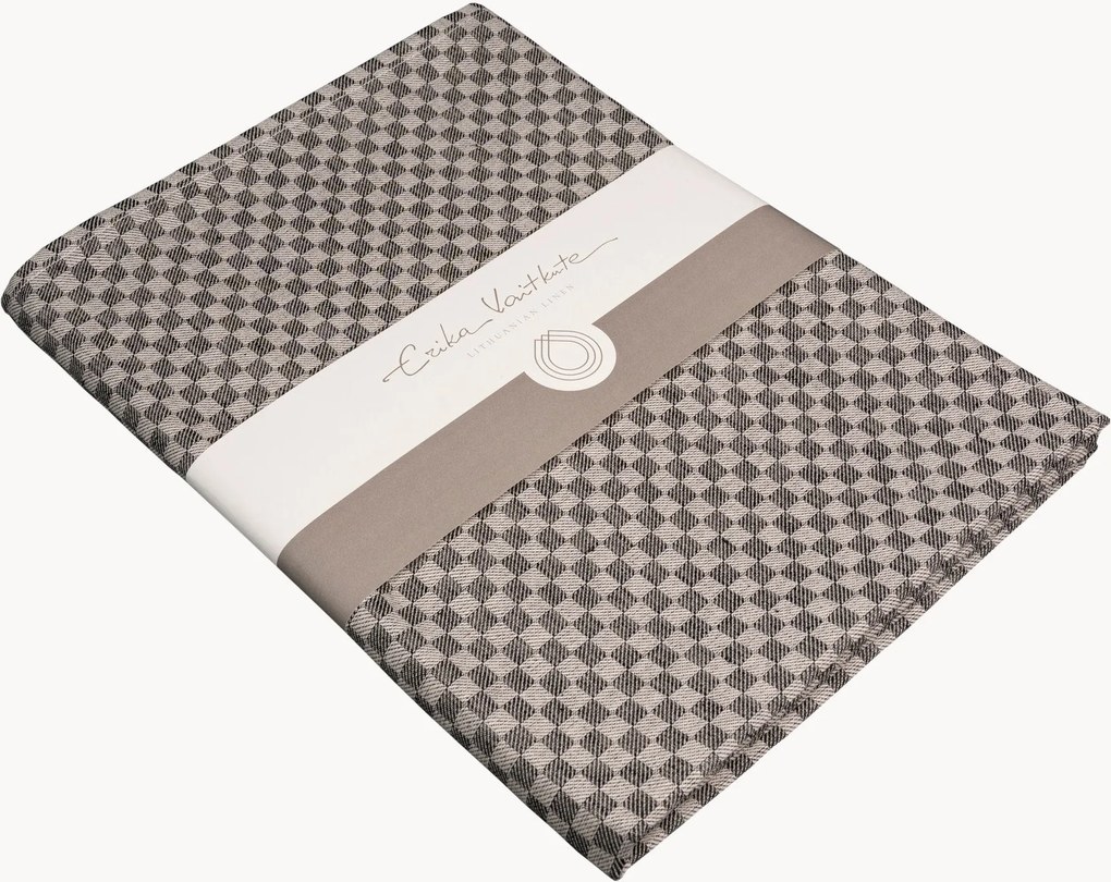 Jacquard tafelkleed Schachbrett met linnen toegevoegd
