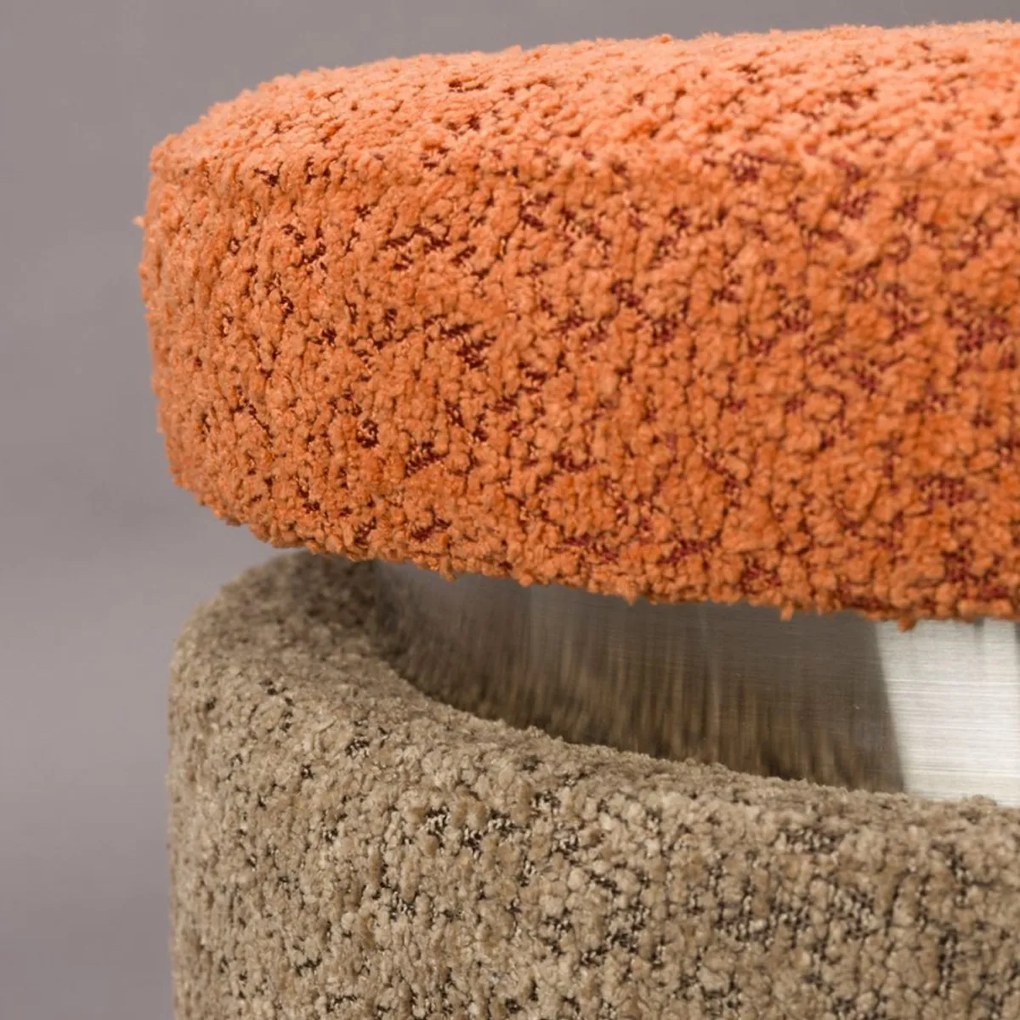 Dutchbone Sen Ronde Poef Boucle Stof Oranje