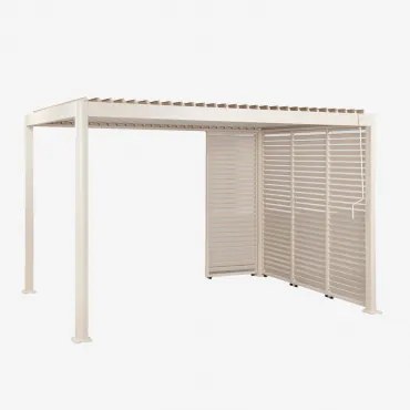 Bioclimatische Pergola Met Lamellen En Aluminium Panelen Druvia Tapioca Beige & 3 X 4 M & 3 Panelen Van 90,5 Cm En 1 Paneel Van 92,5 Cm - Sklum